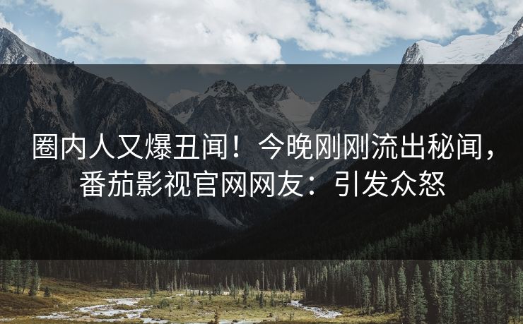 圈内人又爆丑闻！今晚刚刚流出秘闻，番茄影视官网网友：引发众怒