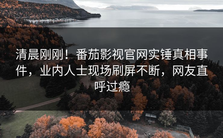 清晨刚刚！番茄影视官网实锤真相事件，业内人士现场刷屏不断，网友直呼过瘾