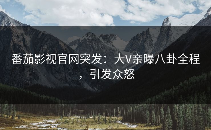 番茄影视官网突发：大V亲曝八卦全程，引发众怒