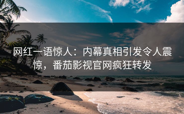 网红一语惊人：内幕真相引发令人震惊，番茄影视官网疯狂转发