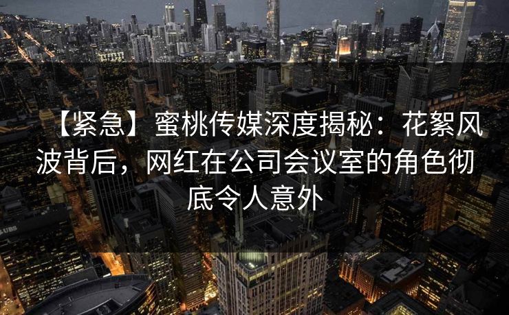 【紧急】蜜桃传媒深度揭秘：花絮风波背后，网红在公司会议室的角色彻底令人意外